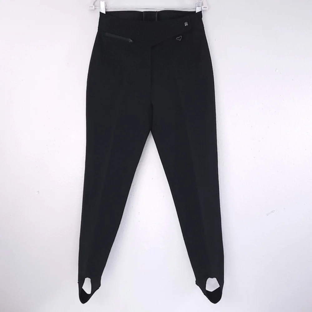 Vintage OBERMEYER Ski Pants Women's 10 R Black Stirrups